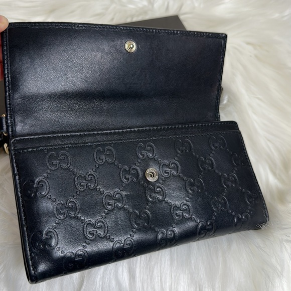 Gucci Black Embossed Leather Continental Wallet with Gold Hardware - Picture 10 of 12